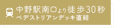 中野駅南口より徒歩30秒 ペデストリアンデッキ直結